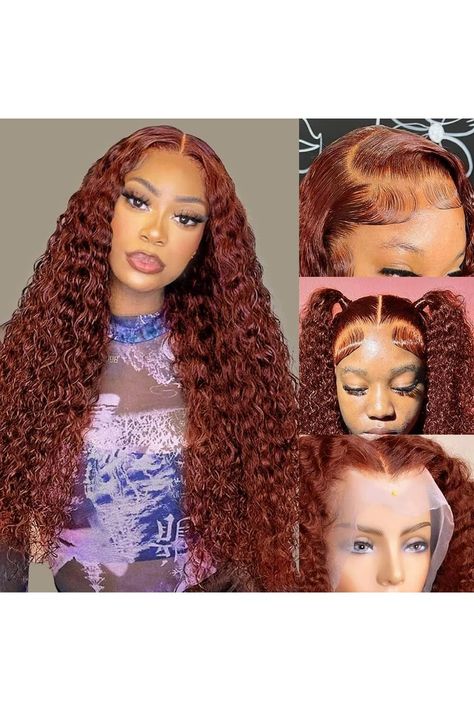 EAGERA Reddish Brown Lace Front Wigs Human Hair 13x4 Reddish Brown Deep Wave Lace Front Wigs Human Hair for Women Reddish brown Curly Human Hair Wigs Pre Plucked With Baby Hair 150% Density 22inch Hairstyles For White Women, Deep Wave Lace Front Wigs, Brown Lace Front, Curly Lace Frontal, Deep Wave Wig, Human Lace Wigs, Wig Hairstyles Ideas, Human Hair Color, Remy Human Hair Wigs