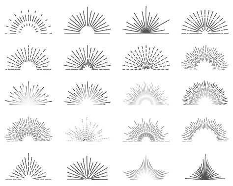 Set of twenty line light rays. sun burst... | Premium Vector #Freepik #vector #sun-line #vintage-sunburst #starburst #sunburst Help Tattoo, Sun Rays Tattoo, Roots Tattoo, Lotr Tattoo, Ray Tattoo, Light Tattoo, Memphis Pattern, Sun Tattoos, Hand Poked Tattoo