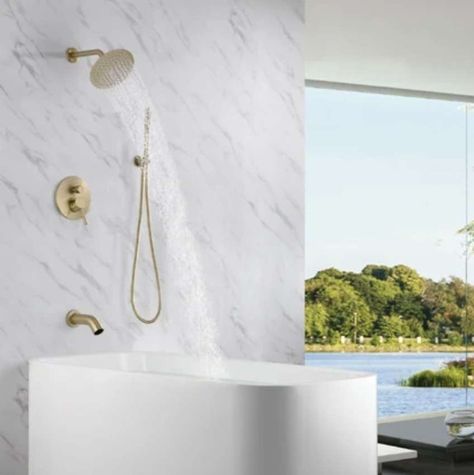 Discover 10 chic tub shower combo designs to maximize space and add a touch of luxury to your home. Upgrade your bathroom experience now! Learn more. Shower Combo Ideas, Shower Combo, Serenity Now, Modern Beach House, Rainfall Shower Head, Tub Shower Combo, Tub Shower, Rainfall Shower, Rain Shower Head