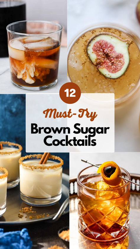 Brown Sugar Cocktails Brown Alcoholic Drinks, Brown Cocktail, Brown Drinks For Color Party, Brown Butter Cocktail, Brown Liquor Cocktails, Brown Cocktail Drink, Fall Bourbon Drinks Cocktail Recipes, Brown Sugar Espresso Drink, Brown Butter Bourbon Cocktail