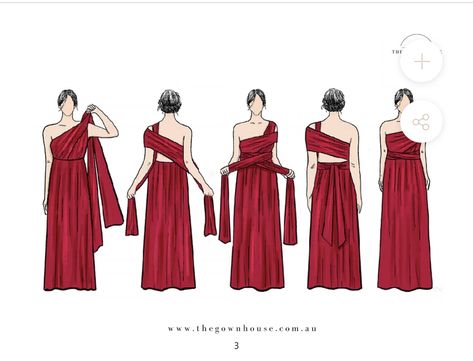 Infinity Dress Tutorial How To Wrap, Infinity Dress Tutorial, Wrap Dress Tutorial, Infinity Gown, Infinity Dress Bridesmaid, Adventurous Design, Multiway Dress, Wrap Dress Styles, Easy Reference