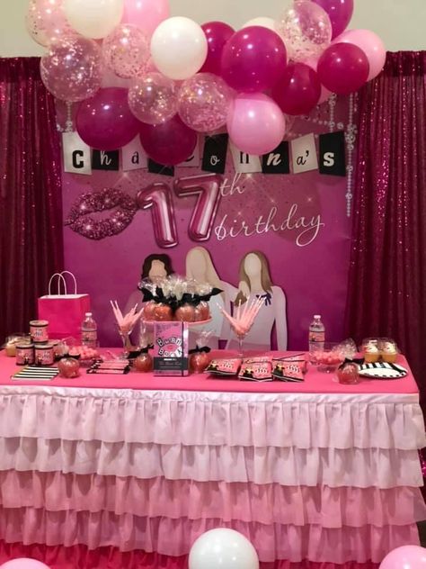 Mean Girls Birthday Party Theme, Mean Girls Birthday Party, 2000s Party Theme, Y2k Birthday Party, Mean Girls Party, Pink Birthday Decorations, Hollywood Birthday Parties, Hollywood Birthday, 18th Birthday Party Themes