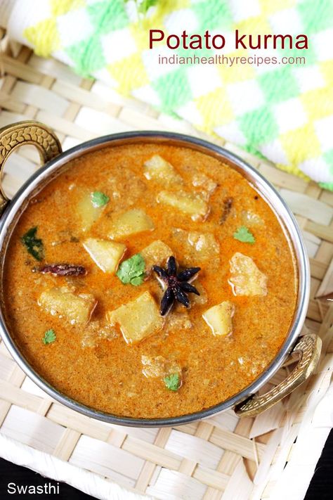 potato kurma recipe Veg Kurma Recipe, Vegetable Korma Recipe, Kurma Recipe, Korma Recipe, Aloo Recipes, Curry Dishes, India Food, Indian Food Recipes Vegetarian, Indian Cooking