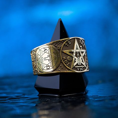 Hexagram Of Solomon, Occult Magic, Adjustable Rings, Rings Statement, Gold Ring, Statement Rings, Jewelry Rings, Rings For Men, Chain