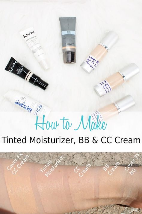 How to Make Your Own Tinted Moisturizer, DIY BB Cream and CC Cream - If you're pale you struggle to find a match in these products so I show you how to DIY. Diy Cc Cream, Best Drugstore Tinted Moisturizer, Drugstore Tinted Moisturizer, Diy Makeup Foundation, Diy Bb Cream, Diy Highlighter, Moisturizer Diy, Diy Makeup Recipe, Homemade Face Moisturizer