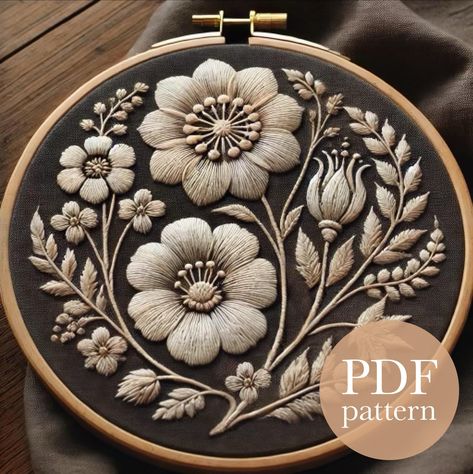 Vintage Blooms Digital PDF Embroidery Pattern Instant Download Whether you're a seasoned stitcher or just getting started, this charming design is perfect for you. The finished piece will look stunning displayed in your space or as a heartfelt gift for someone special. Hand embroidery is a wonderful way to engage in an ages-old traditional craft, unwind and indulge in a relaxing hobby that brings simple joy and creative outlet. ------------------------ ꕥ PDF Printable Tracing Pattern: Easily tra Tracing Embroidery Designs, Moody Embroidery, Embroidery Tracing Patterns, French Embroidery Patterns Vintage, Cool Embroidery Ideas, Modern Embroidery Ideas, Hand Embroidery Patterns Vintage, Flower Bouquet Embroidery, Modern Embroidery Designs