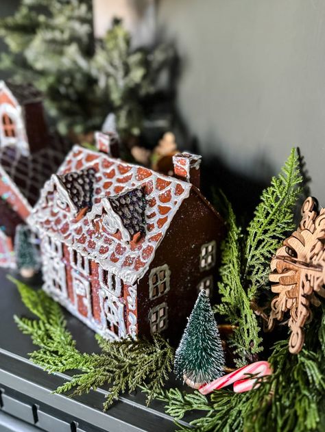 Gingerbread House Magic: A DIY Tutorial Dollar Store Diys, House Magic, Ginger Bread House Diy, Gingerbread Village, New England Home, Wood Houses, Piping Icing, Bunker Hill, Diy Upcycle