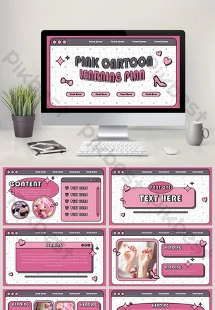 pink cartoon learning plan Powerpoint Education, Cute Powerpoint Templates, Powerpoint Slide Designs, College Writing, Powerpoint Free, Power Points, Pptx Templates, Power Point Template, Presentation Video