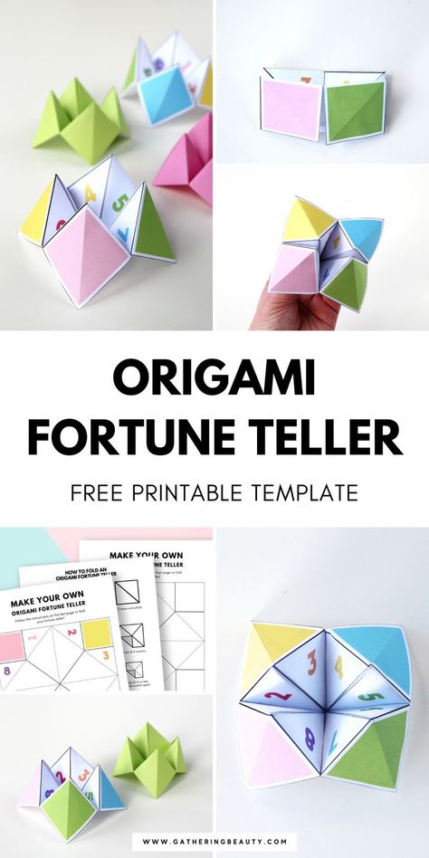 Useful Origami Projects, Origami Free Printable, Origami Fortune Teller Template, Fortune Teller Template, Playroom Activities, Chinese Fortune Teller, Paper Folding Designs, Origami Printables, Paper Fortune Teller