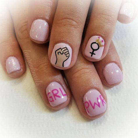 Feminism Nails, Feminist Nail Art, Feminist Nails, Shellac Cake Pop, Ombre French Nails, Pride Equality, Shellac Manicure, Minimalist Nail, Mission Control