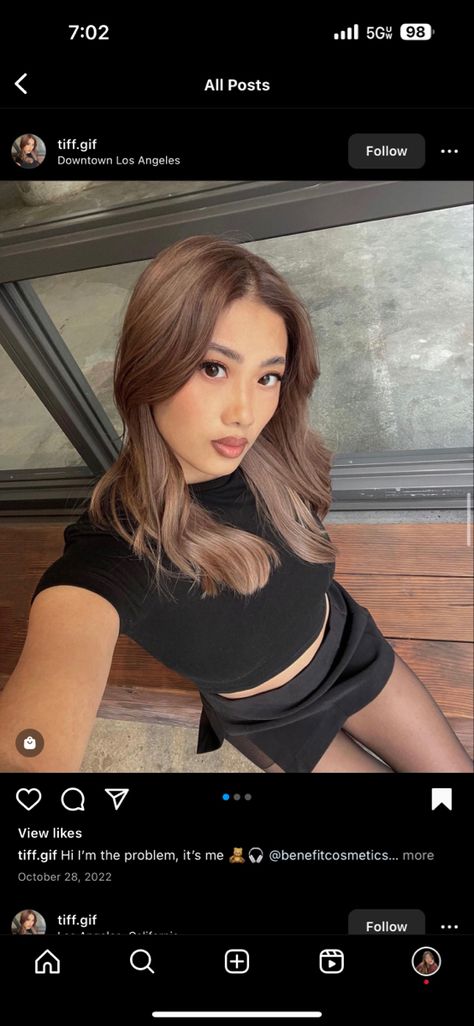 Mushroom Brown Hair Asian, Hair Colour Asians, Hair Colour Ideas For Tan Skin, Milk Brown Highlights, Medium Brown Hair Asian, Ash Brown Hair On Asian, Asia Hair Colour, Hair For Asian, Milk Tea Ash Brown Hair