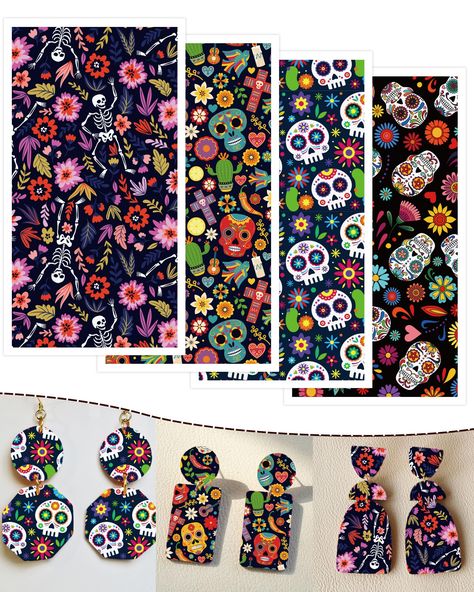 PRICES MAY VARY. Day of the Dead Clay Transfer Paper: It's a scattered design set, also includes 4 design and every design got 5 pieces. You will find classic day of the dead elements on the transfer sheets, as skull, guitar, flower and petal. Making Polymer Clay Jewelry for Memory: These transfer paper for polymer clay really remind me for the movie, and missing people. Wish you get the inspiration from these polymer clay transfer paper, and make your own polymer clay jewelry, you can make clay Polymer Clay Transfer, Floral Guitar, Skull Guitar, Making Polymer Clay, Transfer Sheets, Polymer Clay Mold, Halloween Crafts Decorations, Floral Texture, Polymer Clay Tools