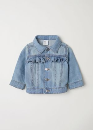 H&m Denim Jacket, Ruffled Denim Jacket, Fleece Denim Jacket, Winter Coat Dress, Baby Mode, Kids Denim, Baby Outfits, Dresses Kids Girl, 가을 패션