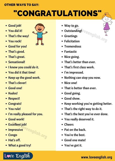 different sayings that congratulate people like good job, good for you Synonyms For Congratulations, Congratulations Synonym, Ways To Say Congratulations, Other Ways To Say, Say Congratulations, English Learning Spoken, Essay Writing Skills, Descriptive Words, Interesting English Words