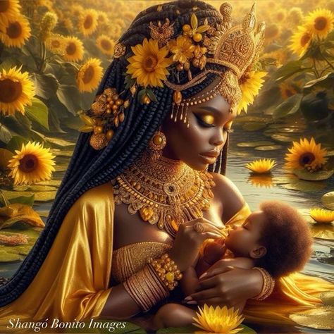 Orisha Oshun, Feminine Black Women, Oshun Goddess, Orishas Yoruba, Black Power Art, African Mythology, African Goddess, Black Royalty, Afrique Art