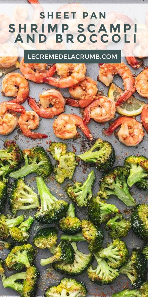 Sheet Pan Shrimp Scampi, Broccoli Shrimp, Scampi Shrimp, Recipes Broccoli, Sheet Pan Shrimp, Pan Shrimp, Lemon Garlic Sauce, Cheesy Broccoli, Sheet Pan Suppers