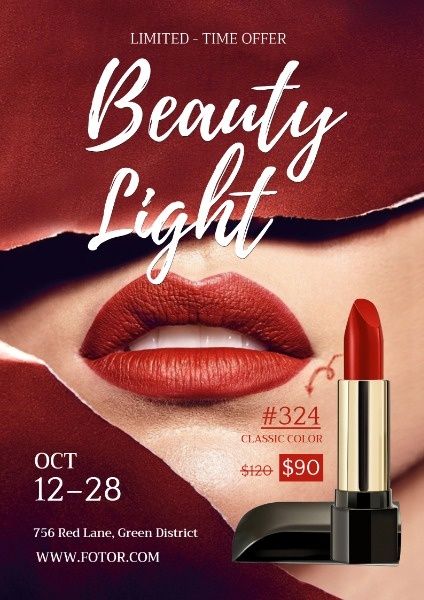 Modern Advertising Design, Cosmetics Creative Ads, Cosmetics Poster Design, Flyers Design Ideas, Free Poster Templates, Poster Cosmetic, Cosmetic Poster, Lips Poster, Custom Perfume