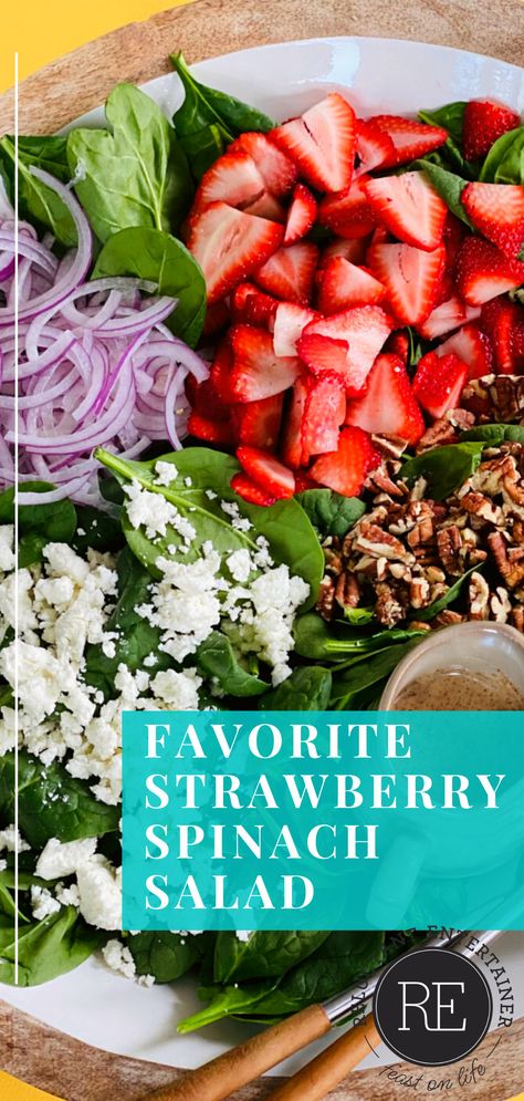 Strawberry Salad Dressing, Strawberry Feta Salad, Spinach Salad Dressing, Strawberry Salad Recipe, Strawberry Spinach Salad, Spring Salad Recipes, Spinach Salad Recipes, Strawberry Spinach, Fresh Salad Recipes