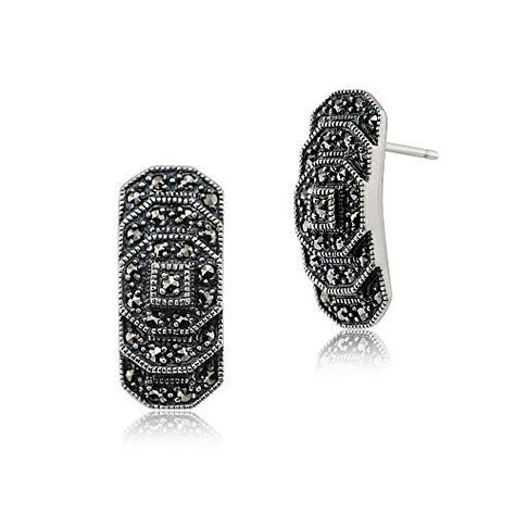 Gemondo Art Deco Earrings, 925 Sterling Silver 0.40ct Marcasite Art Deco Stepped Stud Earrings Deco Earrings, Estilo Art Deco, Art Deco Earrings, Deco Jewelry, Earring Crafts, Accessories Jewelry Earrings, Art Deco Jewelry, Art Deco Style, Deco Style