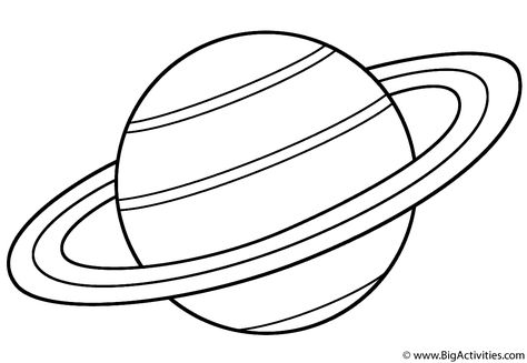 Planet Saturn - Coloring Page (Space) Planets Coloring Pages, Printable Planets, Planets Coloring, Christmas Ornament Coloring Page, Planet Coloring Pages, Planet Crafts, Applique Techniques, Planet Drawing, Planet Colors