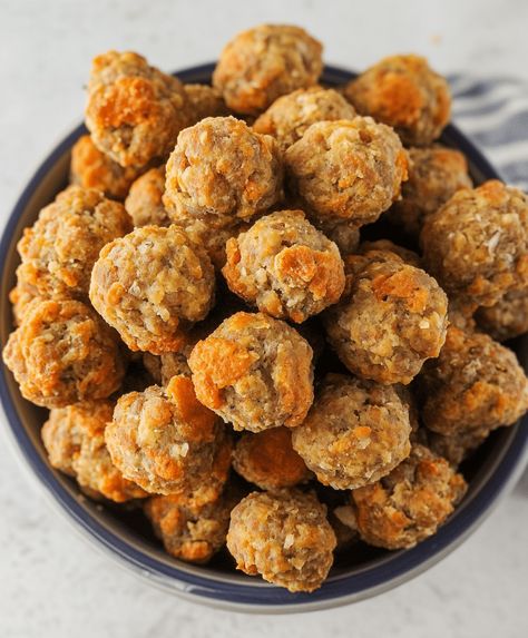 Sausage Balls Recipe Sausage Balls Recipe Bisquick, Sausage Balls With Flour Easy, Baked Sausage Balls, Three Ingredient Sausage Balls, Ranch Sausage Balls, Traditional Sausage Balls, Sausage Balls From Scratch, Crockpot Sausage Balls, Sausage Balls With Cheese Whiz