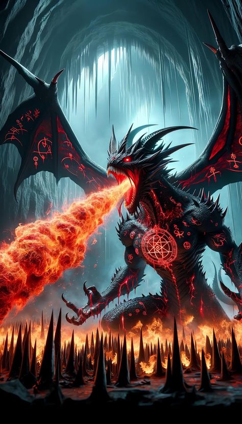 Cool Dragon Pictures, Demon Fanart, Pokemon Amv, Supernatural Symbols, Demon Dragon, Chaos Dragon, Evil Dragon, Mythical Creatures Fantasy, Dark Fantasy Artwork