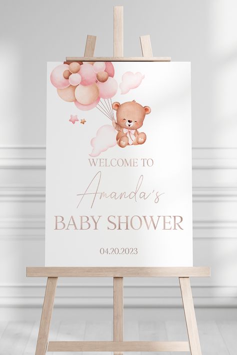 Barely Wait Baby Shower Theme Girl, Baby Shower Ideas Girl Decorations, Bear Theme Baby Shower Girl, We Can Bearly Wait Girl Theme, We Can Bearly Wait Pink, Baby Pink Baby Shower Ideas, Baby Shower Girl Bear Theme, Baby Girl Bear Shower Ideas, Bear Themed Baby Shower Ideas Girl