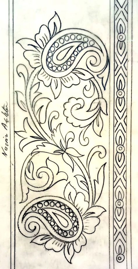 Embroidery Designs On Canvas, Embroidery Designs Drawing, Design On Paper, Kalamkari Painting, Muster Tattoos, Tooling Patterns, Quilt Modernen, Fabric Paint Designs, Flower Drawing Design