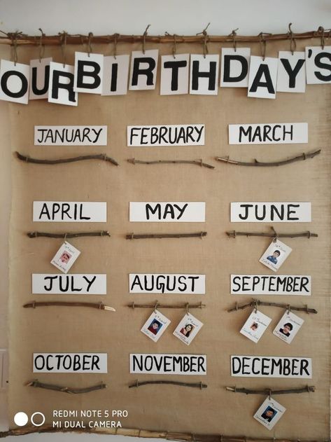 Regio Emilia Kindergarten, Nursery Birthday Board, Display Birthdays In Classroom, Early Childhood Education Classroom Decoration, Birthday Board Reggio Emilia, Reggio Emilia Birthday Chart, Reggio Inspired Birthday Displays, Reggio Preschool Classroom Decor, Regio Emilia Birthday Board