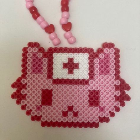 Cute Fuse Bead Designs, Kawaii Fuse Bead Patterns, Perler Patterns Cute, Pink Perler Beads, Pastel Perler Bead Patterns, Perler Bead Kawaii, My Melody Perler, Cute Perler Patterns, Perler Bead Patterns My Melody