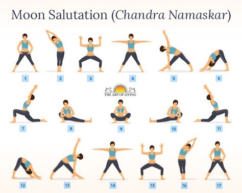 Moon Salutation -Chandra Namaskar: Try this Cooling Yoga Sequence Soon | The Art of Living Yoga Namaskar, Night Yoga Flow, Moon Salutation Yoga Sequence, Moon Salutation Yoga, Chandra Namaskar, Yoga Sequence, Yoga Flows, Moon Salutation Sequence, Full Moon Yoga Sequence