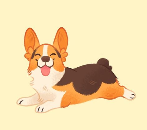 Puppies Illustration, Cute Dog Art Cartoon, Dog Illustration Cute, Dog Illustration Design, Cartoon Dog Drawing Easy, Corgi Illustration, Pet Illustration, Dog Character Illustration, Dog Illustration Art Character Design