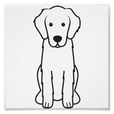 Flat-Coated Retriever Dog Cartoon Posters Golden Retriever Cartoon, Golden Retriever Drawing, Dog Drawing Simple, Dog Line Drawing, Perros Golden Retriever, Cute Dog Drawing, Dog Drawings, Flat Coated Retriever, Dog Sketch