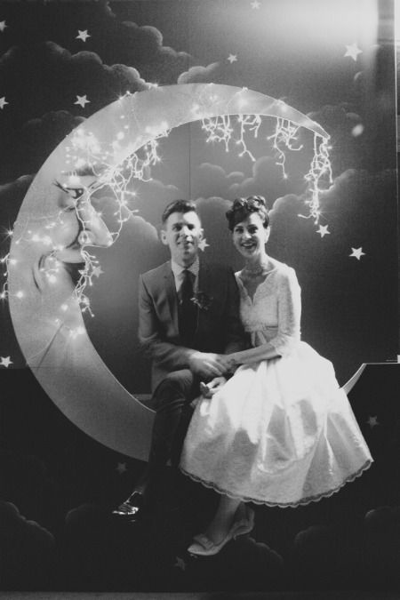 Vintage Photo Sitting On The Moon, 1950s Wedding, Vintage Moon, Paper Moon, Australia Wedding, Wedding Props, Melbourne Wedding, Retro Wedding, On The Moon