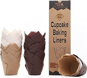 Amazon.com: [Nordic Paper] 200pcs Tulip Cupcake Liners for Baking Cups EU Parchment paper Standard Size Tulip Muffin Liners, Cupcake Wrapper, Brown, White, Unbleached Natural for Party, Christmas by Bake Choice: Home & Kitchen Tulip Cupcake Liners, Mini Tart Pans, Brown Liner, Cupcake Wrapper, Cupcake Pans, Muffin Liners, Cupcake In A Cup, Pan Sizes, Cupcake Pan