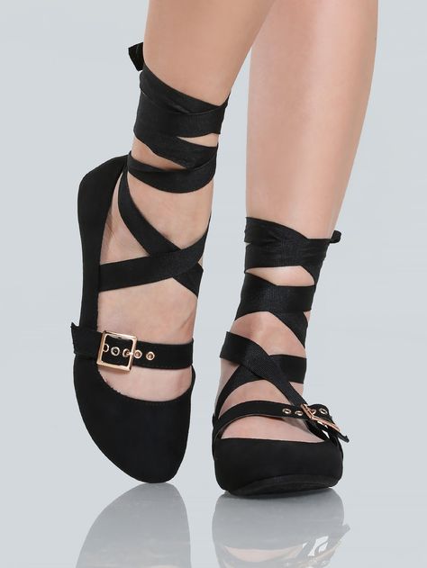 Shop Lace Up Buckle Ballet Flats BLACK online. SheIn offers Lace Up Buckle Ballet Flats BLACK & more to fit your fashionable needs. Goth Ballet Flats, Ballora Drawing, Goth Flats, Yellow Dress Shoes, Buckle Ballet Flats, Black Lace Up Flats, Flat Lace Up Shoes, Womens Yellow Dress, Bunny Fashion