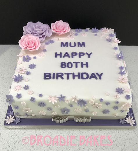 80 Th Birthday Cake, Birthday Cake Square, 80 Th Birthday, Birthday Cake For Mum, 80th Birthday Cake, Birdcage Wedding, 90th Birthday Cakes, Birthday Cake Decorating Ideas, 80 Birthday Cake