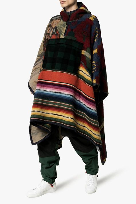 Polo Ralph Lauren Hooded Patchwork Poncho | HYPEBEAST Patchwork Poncho, Hooded Poncho, Rugged Look, Knitted Hood, Sport Bag, Timberland Boots, Winter Scarf, Half Zip, Polo Ralph