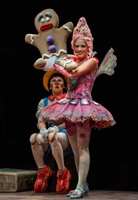 Tyler Jones as Pinocchio and Brittany Rose Hammond as Sugar Plum Fairy/Gingy, Gingy puppet by Richard Bay in SHREK THE MUSICAL produced by Broadway At Music Circus at the Wells Fargo Pavilion June 11-16.  Photo by Charr Crail. Gingy Shrek, Shrek Costume Diy, Sugar Plum Fairy Costume, Shrek The Musical, Shrek Costume, Prince Gumball, Broadway Costumes, Princess Fiona, Musical Plays