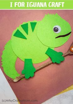 Make an I for Iguana Craft (Printable Template) that's perfect for learning about herbivores, lizards, the reptile family, tropical forest, or Letter I Iguana Craft, Letter I Crafts, Jungle Animal Crafts, Rainforest Crafts, Arctic Animals Crafts, Koala Craft, Animal Crafts Preschool, Zoo Animal Crafts, Snake Crafts