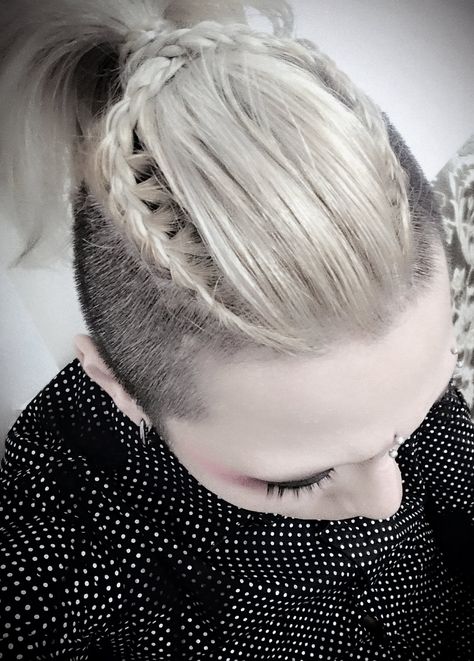 Updos For Undercut Hair, Undercut Viking Hair, Wedding Hairstyles With Undercut, Viking Hairstyles Shaved Sides, Viking Hair Shaved Sides, Undercut Wedding Hairstyles, Undercut Updo, Viking Braids Female Shaved Sides, Women Viking Hair Short