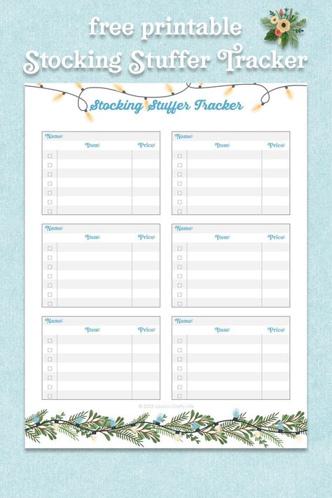 Stocking Stuffer Tracker. Get this free printable stocking stuffer gift tracker to keep track of all the gifts you purchase for stockings. Stocking Stuffer List Printable, Gift Tracker Free Printable, Printable Divorce Papers, Budget Binder Free, Christmas Gift Tracker, Free Printable Christmas Cards, Budget Binder Printables, Gift Tracker, Best Stocking Stuffers