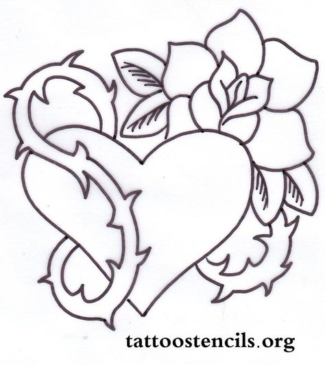 Heart Wrapped In A Rose Heart With Wings Tattoo, Black Heart Tattoos, Rose Flower Tattoos, Rose Drawing Tattoo, Graffiti Heart, Wing Tattoo Designs, Tattoo Outline Drawing, Heart Coloring Pages, Drawing Stencils