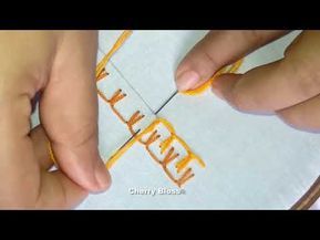 Hand Embroidery : Up & Down Buttonhole Stitch Border Design # 60 - YouTube Button Stitch, Buttonhole Stitch, Crazy Quilt Stitches, Embroidery Stitches Beginner, Hand Embroidery Tutorial, Embroidery Stitches Tutorial, Embroidery Videos, Hand Embroidery Projects, Hand Embroidery Flowers