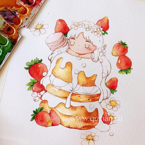 Qi Zhan_illustrator on Instagram: “#art #illustrationart #painting #watercolor #watercolorpainting #illustration #illustration #artist #inspiration” Watercolour Food Art, Watercolor Illustration Tutorial, Food Watercolor Illustration, Food Watercolor, Illustration Tutorial, Watercolor Food, Art Painting Gallery, Illustrators On Instagram, Painting Gallery