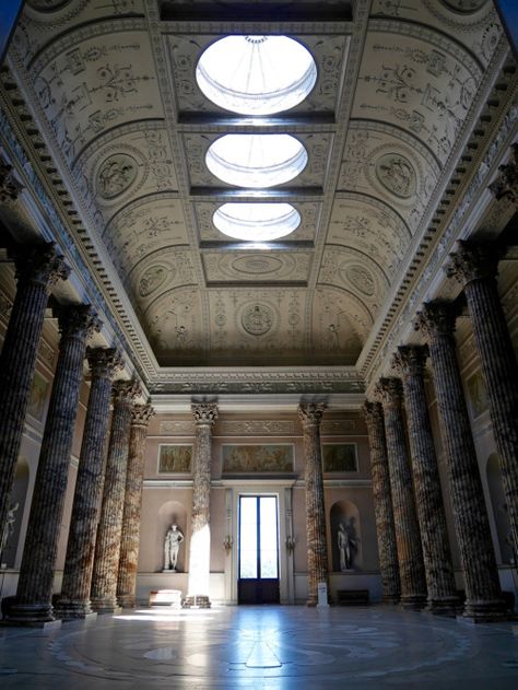 classicalbritain: The Marble Hall at Kedleston Hall My blog posts Kedleston Hall, Marble Hall, Neo Classical Architecture, Country Cottage Homes, English Houses, English Architecture, Andrea Palladio, English Manor Houses, The Marble