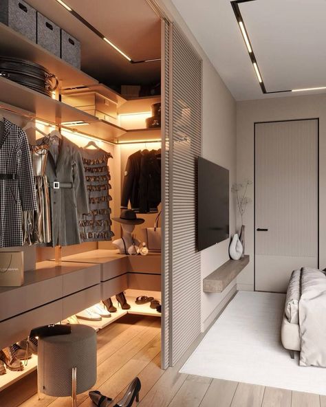 Divided Bedroom, Flat Renovation, A Walk In Closet, Walk In Closet Design, Closet Design Layout, Luxury Closets Design, Bedroom Closet Design, Bedroom Dresser, Redecorate Bedroom