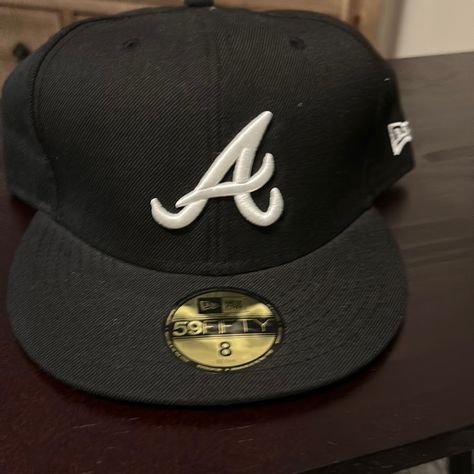 New Era Atlanta Braves Black And White Atlanta Braves Custom Shoes, Atlanta Braves Aesthetic, Baseball Fitted Hats, Buffalo Bills Hat, Atlanta Braves Design, Atlanta Braves Fitted Hats, New Era 9twenty, Michigan Go Blue, Cubs Hat