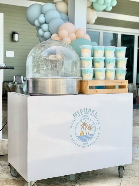 Cotton Candy Station, Cotton Candy Station Birthday Parties, Cotton Candy Stand Ideas, Christmas Cotton Candy, Cotton Candy Booth Ideas, Cotton Candy Table Set Up, Cotton Candy Party Display, Cotton Candy Business Names, Cotton Candy Set Up