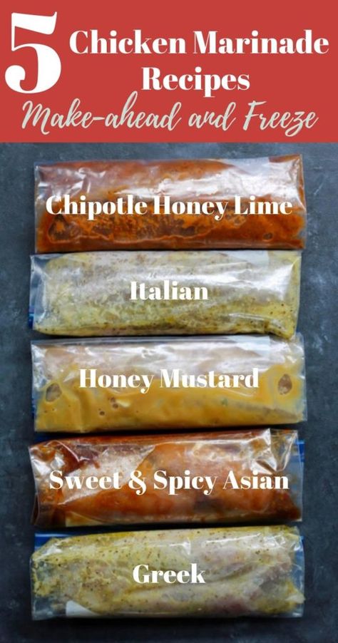 Chicken Marinade Recipes to Freeze! - Organize Yourself Skinny Best Chicken Marinades, Recipes To Freeze, Honey Mustard Chicken Marinade, Freezing Chicken, Best Chicken Marinade, Marinating Chicken Breast, Chicken Marinade Recipes, Easy Freezer Meals, Chicken Marinade